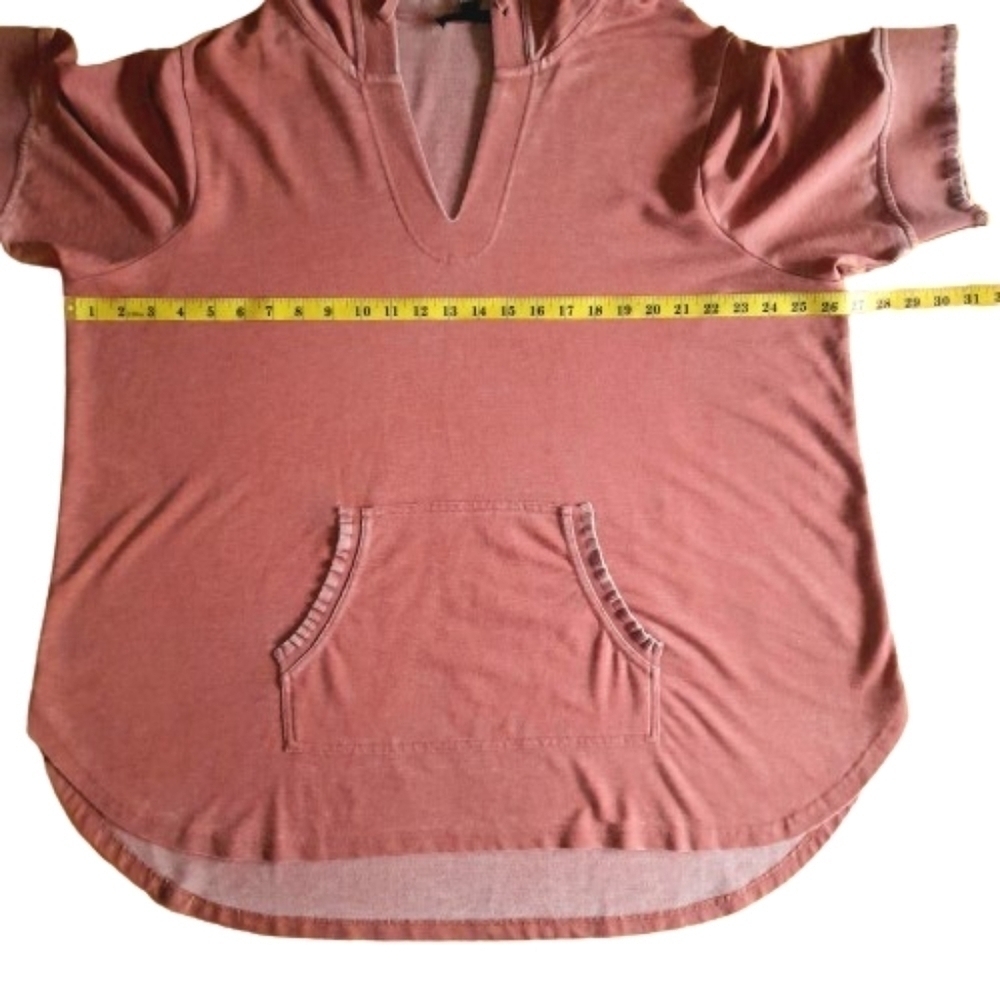 Jane And Delaney Hoodie Size 2X Pink Short Sleeve Kangaroo Pocket Distressed - Picture 9 of 10
